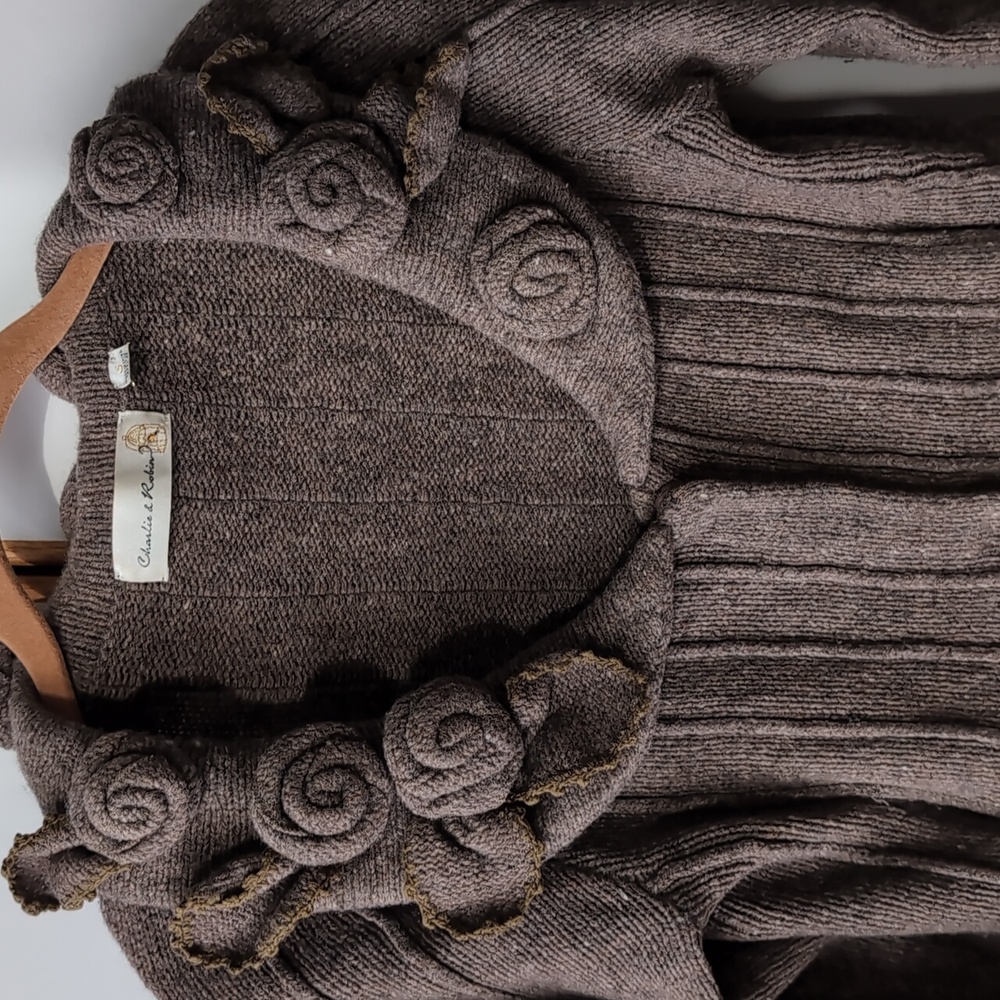 Charlie & Robin Rockrose Rosette Cardigan Snap S - Picture 5 of 9